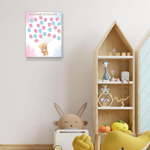 UBLURO Bear Theme Fingerprint Guestbook, Baby Shower Guest Book Fingerprint Tree Canvas- Boy or Girl Gender Reveal Supplies, Decorations,Personalized Alternative Guest Book in Saudi Arabia