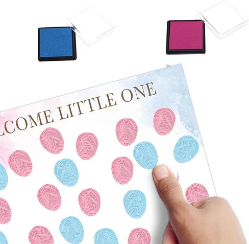UBLURO Bear Theme Fingerprint Guestbook, Baby Shower Guest Book Fingerprint Tree Canvas- Boy or Girl Gender Reveal Supplies, Decorations,Personalized Alternative Guest Book in Saudi Arabia