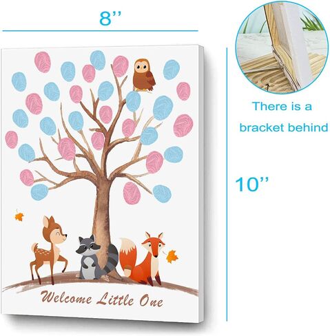 UBLURO Bear Theme Fingerprint Guestbook, Baby Shower Guest Book Fingerprint Tree Canvas- Boy or Girl Gender Reveal Supplies, Decorations,Personalized Alternative Guest Book in Saudi Arabia
