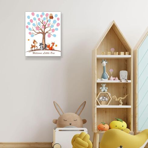 UBLURO Bear Theme Fingerprint Guestbook, Baby Shower Guest Book Fingerprint Tree Canvas- Boy or Girl Gender Reveal Supplies, Decorations,Personalized Alternative Guest Book in Saudi Arabia