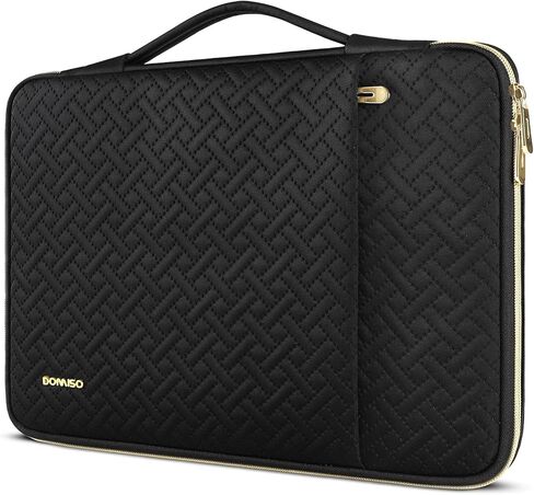 DOMISO Laptop Sleeve Case 16 inch Waterproof Shockproof Computer Carrying Handbag with Handle and Golden Zipper Compatible with 16 inch HP Dell Aspire Asus Notebook,Black in Saudi Arabia