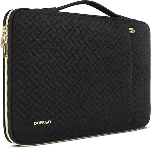 DOMISO Laptop Sleeve Case 16 inch Waterproof Shockproof Computer Carrying Handbag with Handle and Golden Zipper Compatible with 16 inch HP Dell Aspire Asus Notebook,Black in Saudi Arabia