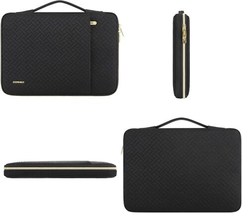 DOMISO Laptop Sleeve Case 16 inch Waterproof Shockproof Computer Carrying Handbag with Handle and Golden Zipper Compatible with 16 inch HP Dell Aspire Asus Notebook,Black in Saudi Arabia