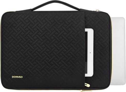 DOMISO Laptop Sleeve Case 16 inch Waterproof Shockproof Computer Carrying Handbag with Handle and Golden Zipper Compatible with 16 inch HP Dell Aspire Asus Notebook,Black in Saudi Arabia
