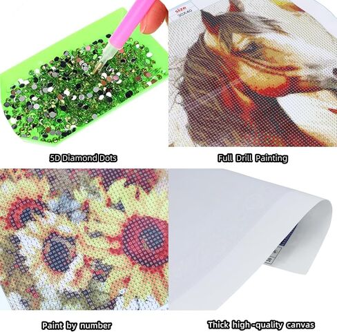 Ornaous Sunflower Horse Diamond Painting Kits for Adults Beginners, Full Drill DIY 5D Diamond Art Kits for Craft Wall Décor, 12x16 Inch in Saudi Arabia
