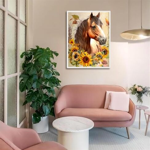 Ornaous Sunflower Horse Diamond Painting Kits for Adults Beginners, Full Drill DIY 5D Diamond Art Kits for Craft Wall Décor, 12x16 Inch in Saudi Arabia