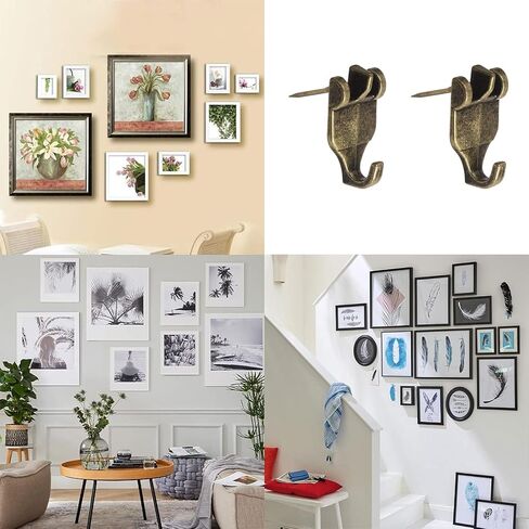 INCREWAY Heavy Duty 20Pcs Nail-Free Picture Hangers Easy Tool-Free Drywall Art Hanger Hooks for Photo Frame, Small Mirrors, Artworks (Silver) in Saudi Arabia