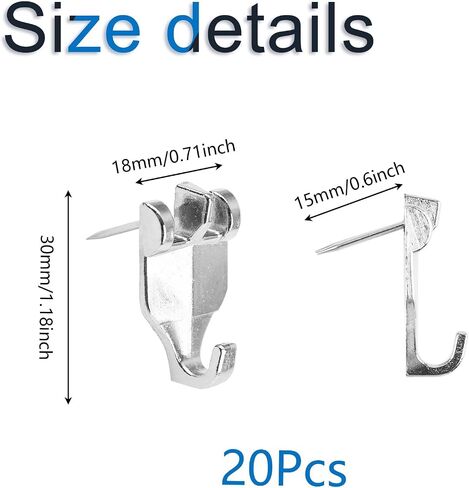INCREWAY Heavy Duty 20Pcs Nail-Free Picture Hangers Easy Tool-Free Drywall Art Hanger Hooks for Photo Frame, Small Mirrors, Artworks (Silver) in Saudi Arabia