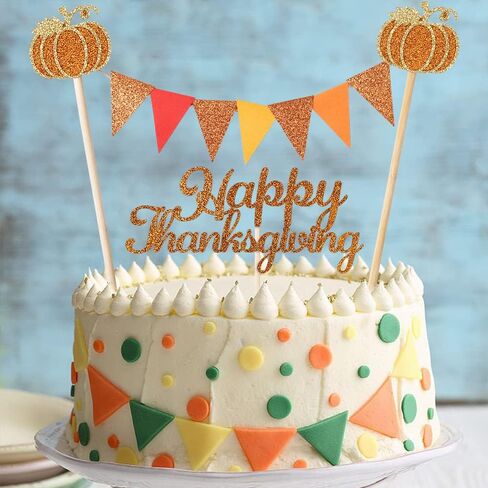 Acrylic 4PCS Happy Thanksgiving Cake Topper,Cupcake decoration,Thanksgiving Party/Fall Harvest Decoration Supplies. in Saudi Arabia