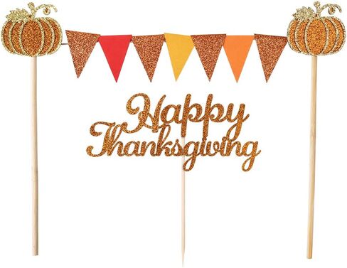 Acrylic 4PCS Happy Thanksgiving Cake Topper,Cupcake decoration,Thanksgiving Party/Fall Harvest Decoration Supplies. in Saudi Arabia