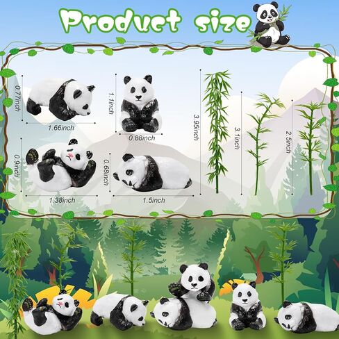 Bbiamsleep 8 قطع تماثيل الباندا المصغرة اللطيفة الصغيرة الباندا الخيزران كعكة توبر الباندا البلاستيكية لعيد الميلاد هدية عيد ميلاد in Kuwait