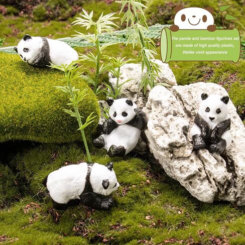 Bbiamsleep 8 قطع تماثيل الباندا المصغرة اللطيفة الصغيرة الباندا الخيزران كعكة توبر الباندا البلاستيكية لعيد الميلاد هدية عيد ميلاد in Kuwait