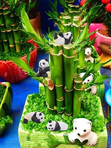 Bbiamsleep 8 قطع تماثيل الباندا المصغرة اللطيفة الصغيرة الباندا الخيزران كعكة توبر الباندا البلاستيكية لعيد الميلاد هدية عيد ميلاد in Kuwait