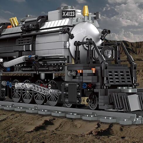 مجموعة ألعاب مكعبات بناء قطار البخار، نموذج عرض قطار قاطرة بيج بوي مع مجموعة مسارات القطار لمحبي القطارات وعشاق القطارات (1608 قطعة) in Kuwait