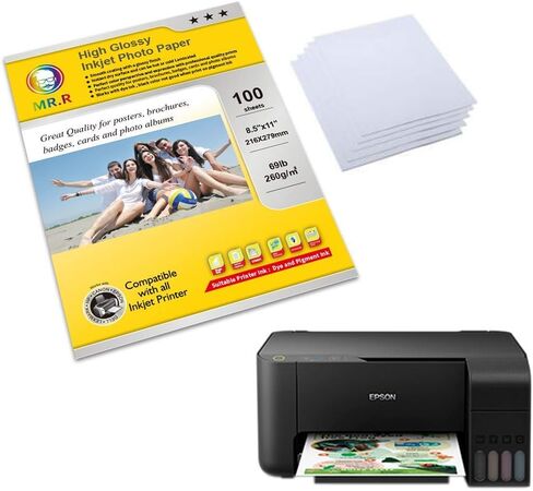 MR.R Single Side High Glossy Inkjet Photo Paper, 260gsm 69LB,8.5''x11'',100 sheets per pack in Saudi Arabia