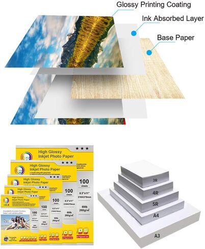 MR.R Single Side High Glossy Inkjet Photo Paper, 260gsm 69LB,8.5''x11'',100 sheets per pack in Saudi Arabia