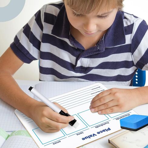 Zhanmai 12 Set Dry Erase Place Value Whiteboard 9" x 12" Double Sided Boards Whiteboard Marker Whiteboard Eraser for Kids for Teaching Place Values from Billions to Decimal Numbers Math Manipulatives in Saudi Arabia