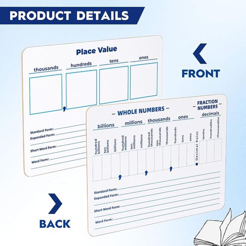 Zhanmai 12 Set Dry Erase Place Value Whiteboard 9" x 12" Double Sided Boards Whiteboard Marker Whiteboard Eraser for Kids for Teaching Place Values from Billions to Decimal Numbers Math Manipulatives in Saudi Arabia