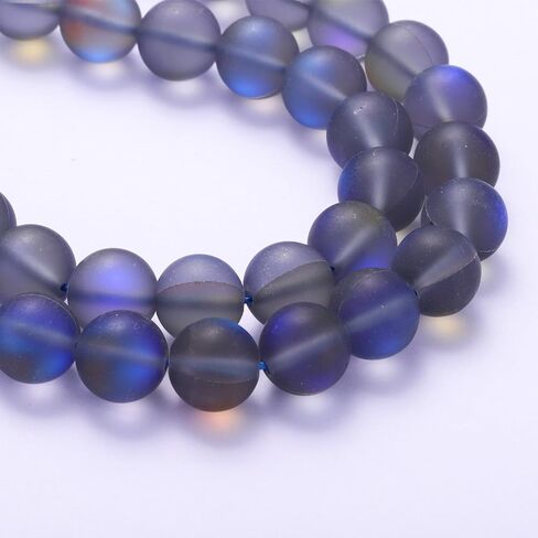 uxcell Matte Crystal Glass Beads 8mm Synthetic Frosted Shining Semi-Precious Round Loose Beads Synthetic Moonstone for Jewelry Making DIY Bracelet, Gray Blue in Saudi Arabia