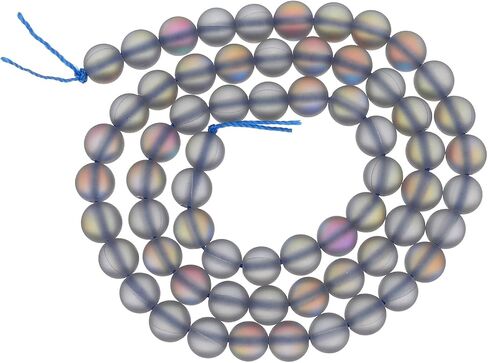 uxcell Matte Crystal Glass Beads 8mm Synthetic Frosted Shining Semi-Precious Round Loose Beads Synthetic Moonstone for Jewelry Making DIY Bracelet, Gray Blue in Saudi Arabia