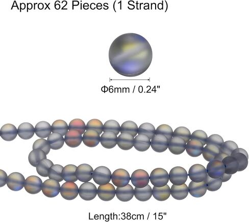 uxcell Matte Crystal Glass Beads 8mm Synthetic Frosted Shining Semi-Precious Round Loose Beads Synthetic Moonstone for Jewelry Making DIY Bracelet, Gray Blue in Saudi Arabia