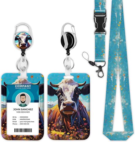 Neon Rainbow Leopard Print Lanyard with ID Holder, Colorful Leopard ID Badge Reel Retractable Badge Holder with Lanyard for Teacher, Women, Kids in Saudi Arabia
