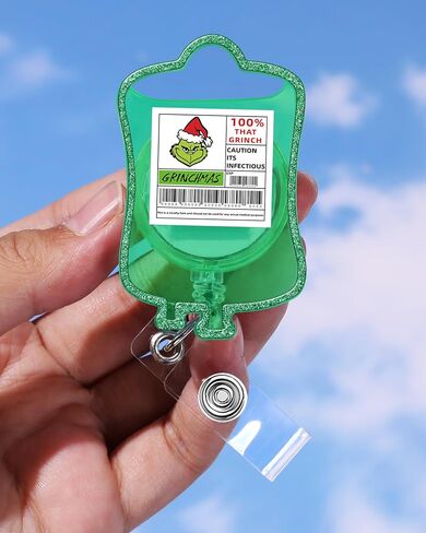 Plifal Nurse Badge Reel Holder - Retractable with ID Clip for Nursing Name Tag Card Light Heart Nursing Student Doctor Green Xmas in Saudi Arabia