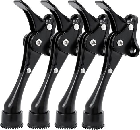 4 Pack Kickdown Door Stoppers 4 Inches, Heavy Duty Door Stoppers for Bottom of Door, Door Stop with One Touch and Soft Rubber Tips, Zinc, Black in Saudi Arabia