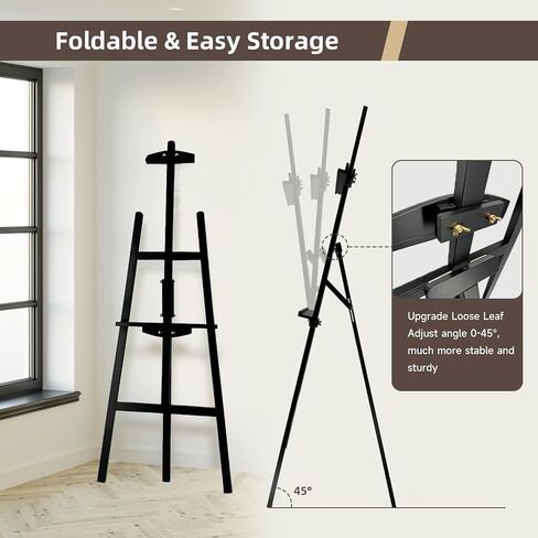 Adjustable Wooden Painting Easel, Pine Art Easel Stand Hold up to 43'', Painting Canvas for Wedding Sign and Poster, Drawing for Adults, Begginners and Students, Walnut in Kuwait