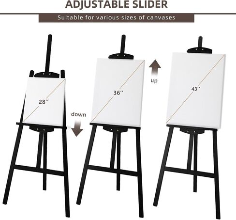 Adjustable Wooden Painting Easel, Pine Art Easel Stand Hold up to 43'', Painting Canvas for Wedding Sign and Poster, Drawing for Adults, Begginners and Students, Walnut in Kuwait