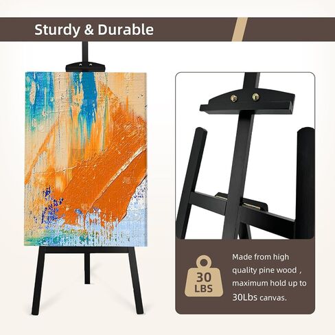 Adjustable Wooden Painting Easel, Pine Art Easel Stand Hold up to 43'', Painting Canvas for Wedding Sign and Poster, Drawing for Adults, Begginners and Students, Walnut in Kuwait
