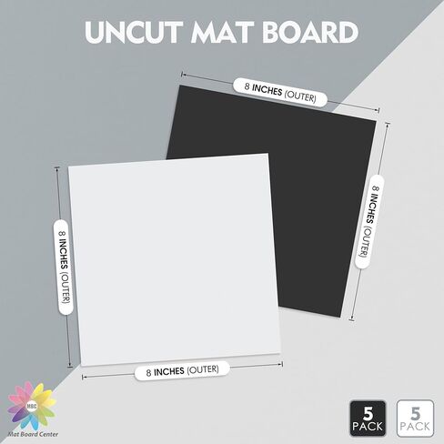 مركز لوحة السجادة، 10 عبوات 8X8 لوحة دعم غير مقطوعة - ورقة كاملة - للفنون والمطبوعات والصور والمطبوعات والمزيد (أبيض/أسود اللون) in Kuwait