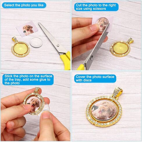 PATIKIL Double Sided Blank Picture Pendants, Rotatable Round Rhinestone Bezel Pendant Trays with Discs for Photo Pendants DIY Crafts Making in Saudi Arabia