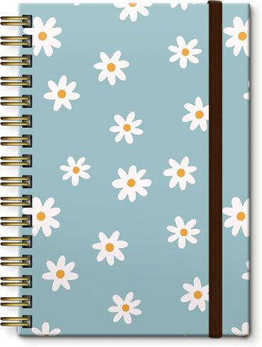 Spiral Journal Notebook,Strong TwinWire Binding with Premium Paper for Girl Women,Cool Funny 120 Pages,100gsm A5 College Ruled NotebookJournal,Perfect for Gifts Nurse Teacher Women(Cute Daisy) in Saudi Arabia