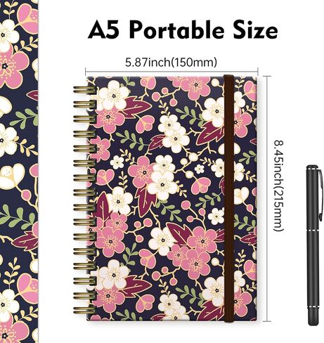 Spiral Journal Notebook,Strong TwinWire Binding with Premium Paper for Girl Women,Cool Funny 120 Pages,100gsm A5 College Ruled NotebookJournal,Perfect for Gifts Nurse Teacher Women(Cute Daisy) in Saudi Arabia