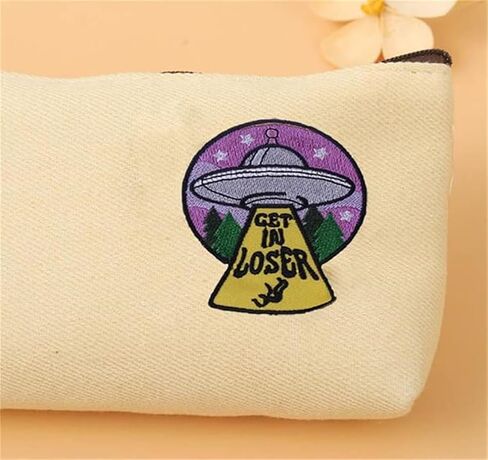 Get in Loser Cartoon Patch Spaceship Applique Embroidered UFO Patch Funny Alien in UFO Ship Sticker Colorful Iron On/Sew On Patch Badge DIY Clothes Bags Accessories Patches, Yellow, L-MF7 in Saudi Arabia