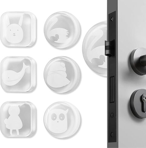 6 PCS of Clear Rubber Door Knob, Door Handle Stopper Set Round Wall Shield Cushion Quiet Wall Protector for Door Handle Guard Door Bumper Wall Protector Silencer, Transparent in Saudi Arabia