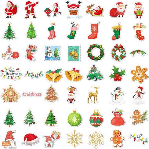 Christmas Stickers Pack,100Pcs Decorative Stickers for Kids,Vinyl Waterproof Stickers for Water Bottles Laptop Skateboard Computer for Christmas Party Favors Crafts Games for Kids Teens Adults in Saudi Arabia