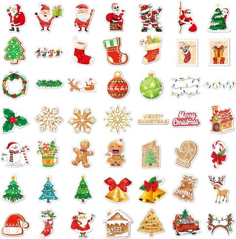 Christmas Stickers Pack,100Pcs Decorative Stickers for Kids,Vinyl Waterproof Stickers for Water Bottles Laptop Skateboard Computer for Christmas Party Favors Crafts Games for Kids Teens Adults in Saudi Arabia