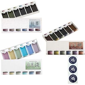 Boku-undo E-zumi watercolor paint 6 colors set, set with a vonus sticker (15429,15452,15459), 6.33 Ounce (Pack of 3)