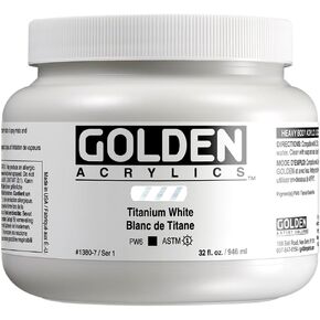 Heavy Body Acrylics by GOLDEN, Titanium White, 32 fl. oz. Jar, Professional Acrylic Paint, Opaque