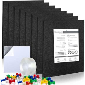 16 Pack Felt Wall Tiles 48 X 48 Inch Pin Boards for Walls Large Cork Boards for Walls Alternative Bulletin Boards for Walls with 100 Push Pins Dark Gray Cork Board for Office Home School