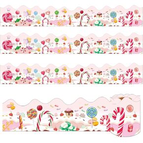 32 FT Candy Back to School Bulletin Board Border Colorful Candy Themed Die-Cut Border Strips Scalloped Sweet Board for Photo Wall,Desks,Black Board,Home,Classroom Decorations