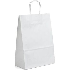 KAGAZ Paper Bags with Handles, 8x4.5x10.25 Inches, 25 bags, Kraft Shopping Bags, Party Favor Bags, Merchandise Bags (Brown)