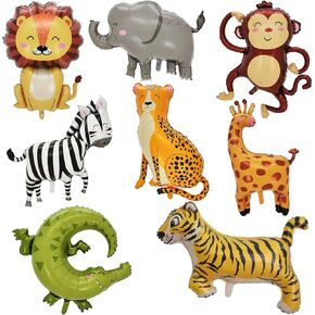Large Safari Animal Balloons,8 PCS 34-40 Inch Jungle Animal Balloons,Safari Birthday Decorations,Safari Baby Shower Party Supplies