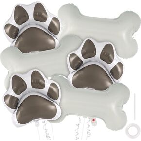 6 Pcs Dog Bone Balloons, Paw Print Balloons, 30 Inch Bone Shaped Foil Balloons,Dog Party Decorations, Paw Party Balloons for Pets Dog Birthday Party Decoration Supplies (Bone and Paw)
