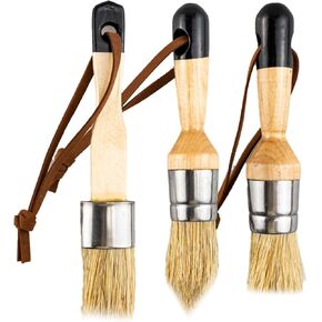 Chalk Paint Brush Set of 3, DIY Painting and Waxing Tool, Chalk and Wax Paint Brush for Folk Art Home Décor Wood Projects Furniture Stencils