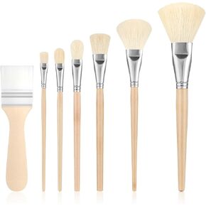 7 Pcs Various Styles Acrylic Brushes,Goat Hair Mop Brush for Acrylic Painting,Wide Artist Paint Brushes,Acrylic Paint Brush Set for Acrylic Painting Watercolor Foil Gold Oil Painting