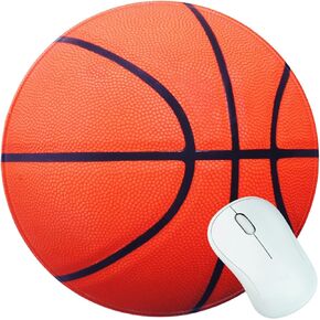 Hichain Round XXL Mouse Pad 11.8x11.8 Inch, Large Basketball Sport Smooth Desk Pad Orange Washable Funny Gaming Mousepad with Non-Slip Rubber Base Soft Mouse Mat for Office Home MPAD-BA