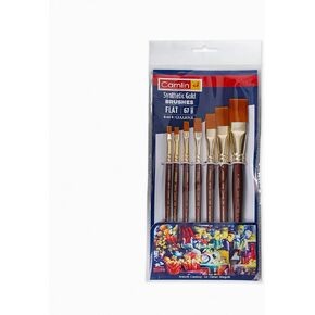 Camel Paint Brush Series 67 - Flat Synthetic Gold, Set Of 7